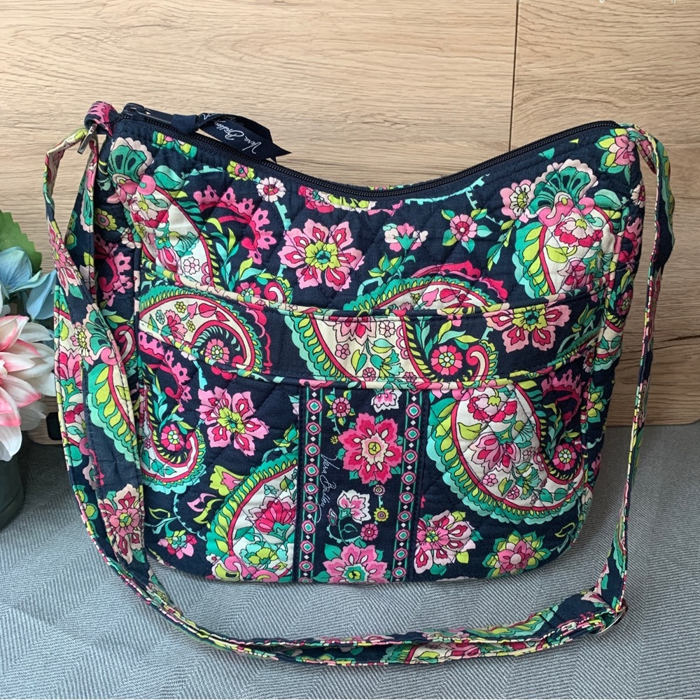 Vera Bradley Floral Paisley Crossbody Bag in Navy, Pink, Green